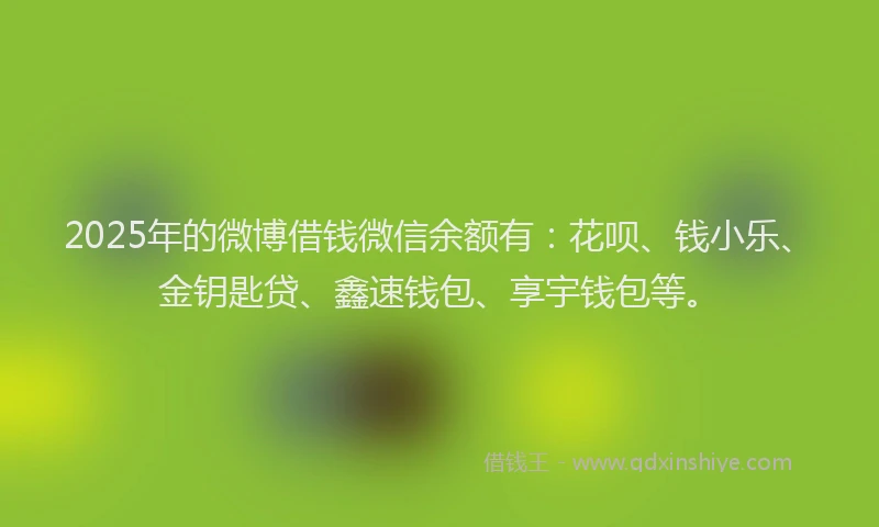 2025年的微博借钱微信余额有：花呗、钱小乐、金钥匙贷、鑫速钱包、享宇钱包等。
