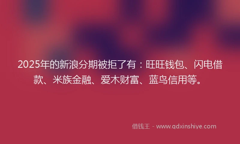 2025年的新浪分期被拒了有：旺旺钱包、闪电借款、米族金融、爱木财富、蓝鸟信用等。