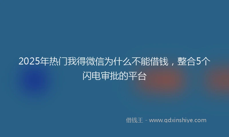 2025年热门我得微信为什么不能借钱，整合5个闪电审批的平台