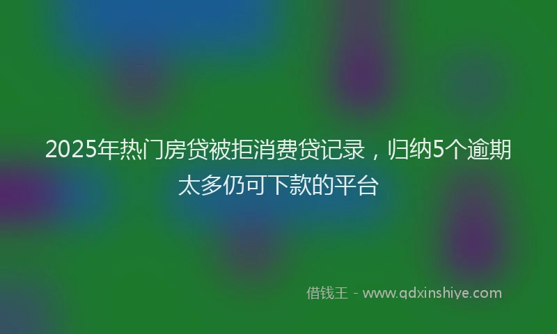 2025年热门房贷被拒消费贷记录，归纳5个逾期太多仍可下款的平台