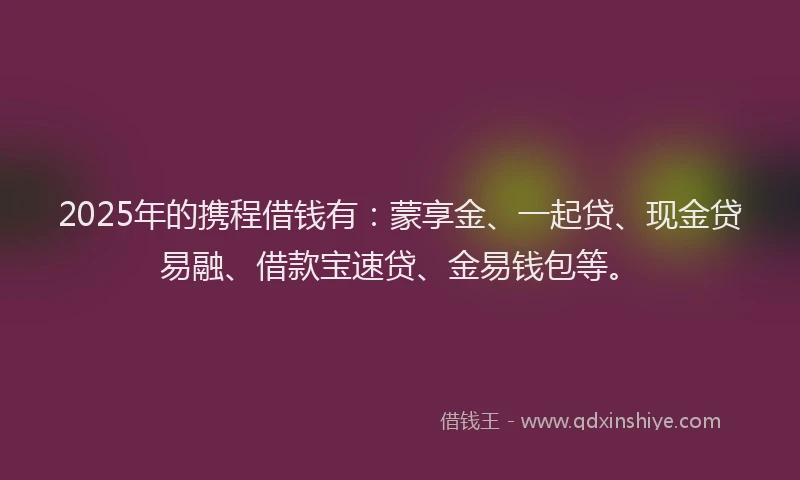 2025年的携程借钱有：蒙享金、一起贷、现金贷易融、借款宝速贷、金易钱包等。