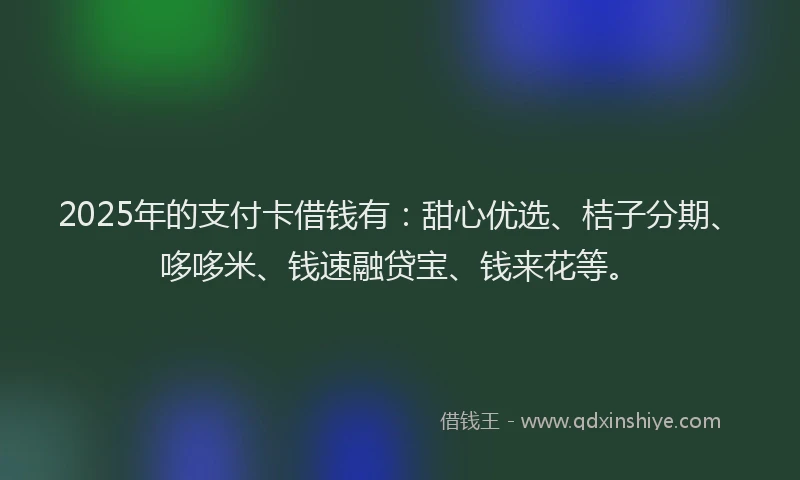 2025年的支付卡借钱有：甜心优选、桔子分期、哆哆米、钱速融贷宝、钱来花等。