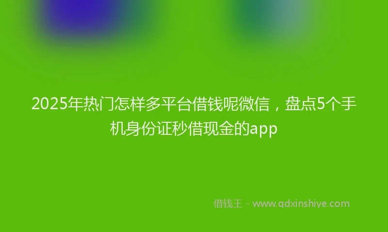 2025年热门怎样多平台借钱呢微信，盘点5个手机身份证秒借现金的app