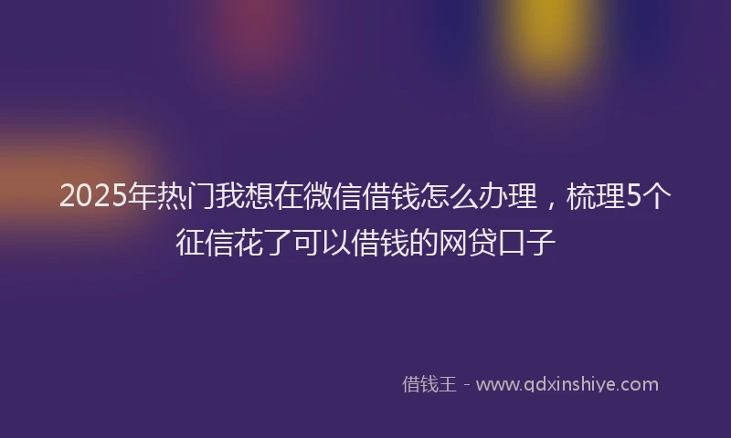2025年热门我想在微信借钱怎么办理，梳理5个征信花了可以借钱的网贷口子