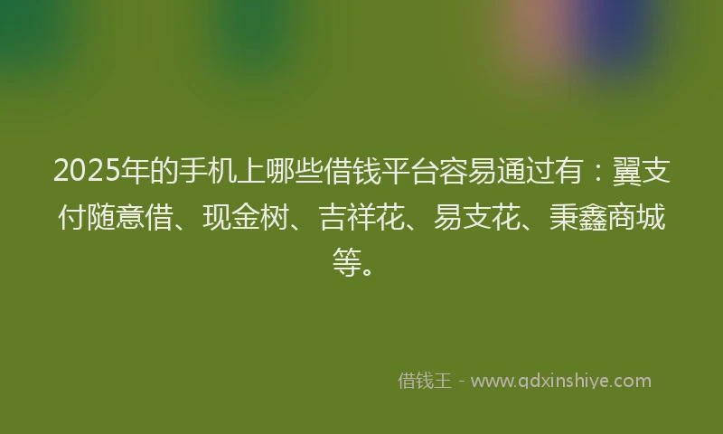 2025年的手机上哪些借钱平台容易通过有：翼支付随意借、现金树、吉祥花、易支花、秉鑫商城等。