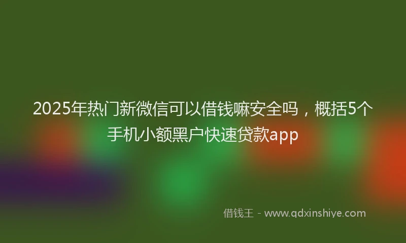 2025年热门新微信可以借钱嘛安全吗，概括5个手机小额黑户快速贷款app