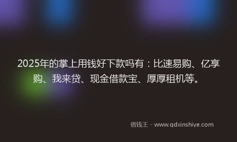 2025年的掌上用钱好下款吗有：比速易购、亿享购、我来贷、现金借款宝、厚厚租机等。