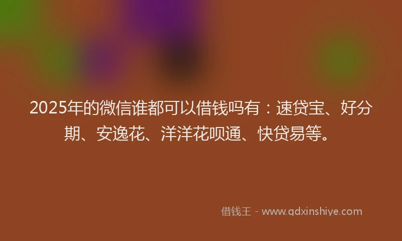 2025年的微信谁都可以借钱吗有：速贷宝、好分期、安逸花、洋洋花呗通、快贷易等。