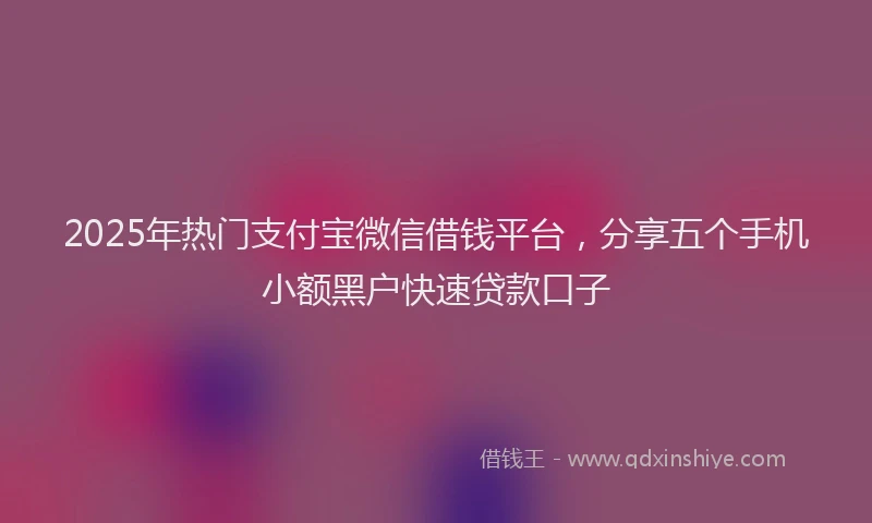 2025年热门支付宝微信借钱平台，分享五个手机小额黑户快速贷款口子