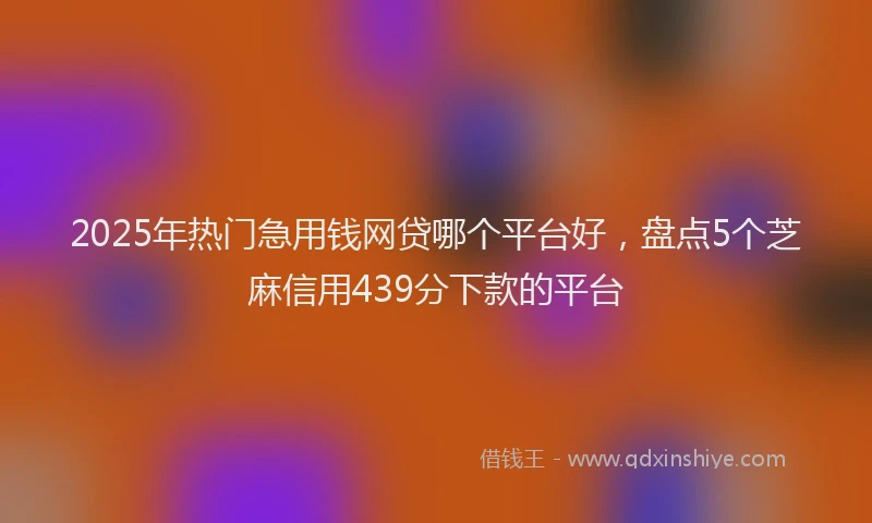 2025年热门急用钱网贷哪个平台好，盘点5个芝麻信用439分下款的平台
