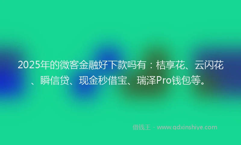 2025年的微客金融好下款吗有：桔享花、云闪花、瞬信贷、现金秒借宝、瑞泽Pro钱包等。