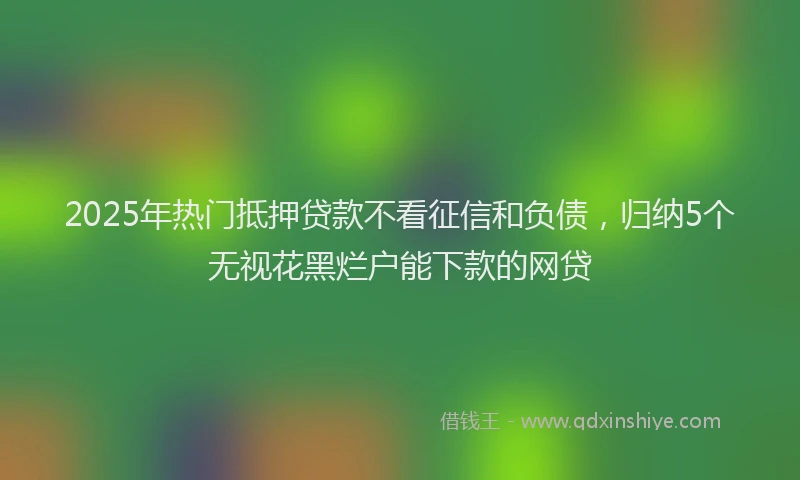 2025年热门抵押贷款不看征信和负债，归纳5个无视花黑烂户能下款的网贷