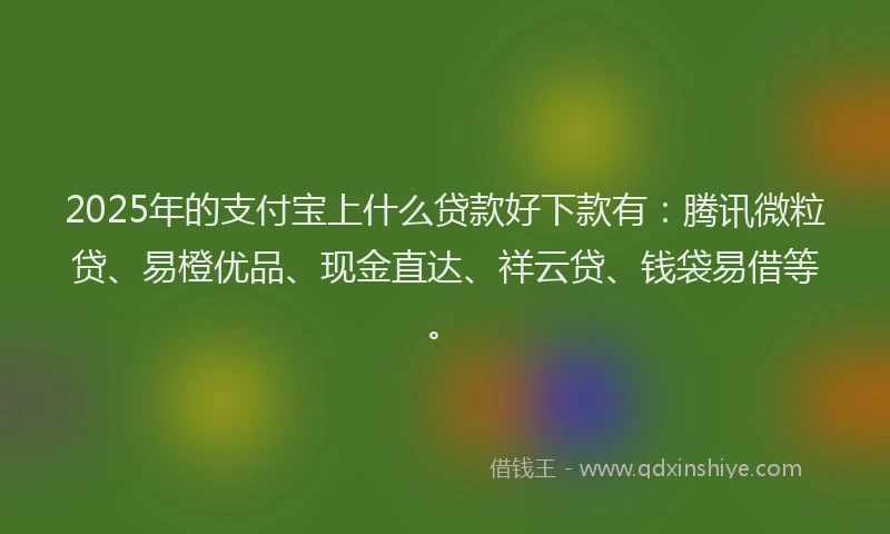 2025年的支付宝上什么贷款好下款有：腾讯微粒贷、易橙优品、现金直达、祥云贷、钱袋易借等。