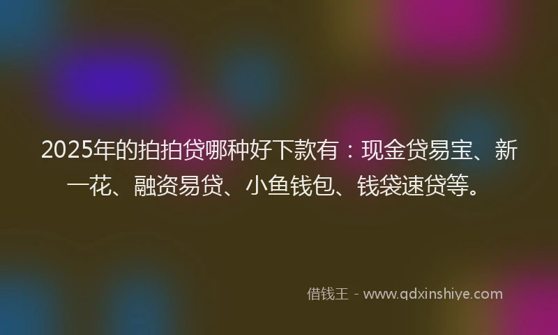 2025年的拍拍贷哪种好下款有：现金贷易宝、新一花、融资易贷、小鱼钱包、钱袋速贷等。