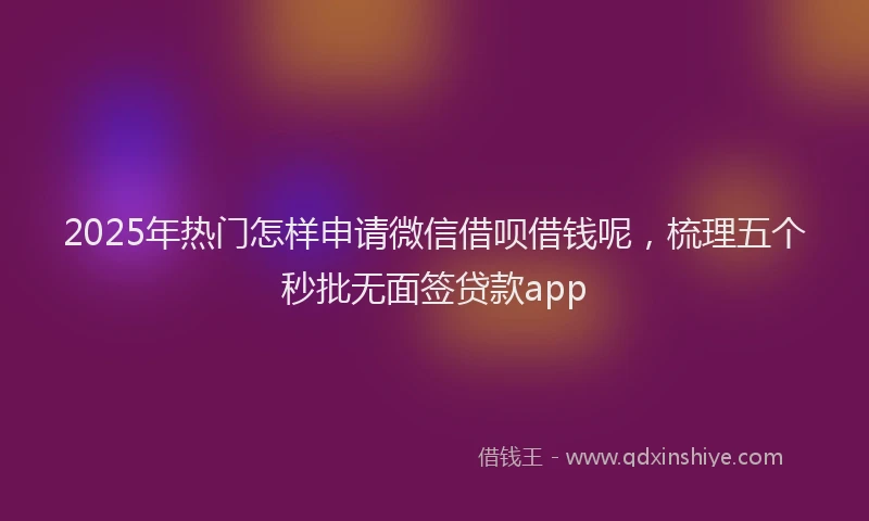 2025年热门怎样申请微信借呗借钱呢，梳理五个秒批无面签贷款app