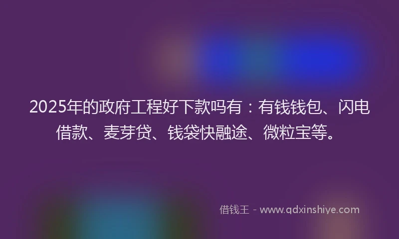2025年的政府工程好下款吗有：有钱钱包、闪电借款、麦芽贷、钱袋快融途、微粒宝等。