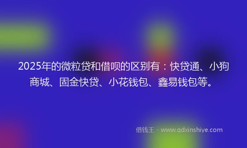 2025年的微粒贷和借呗的区别有：快贷通、小狗商城、固金快贷、小花钱包、鑫易钱包等。
