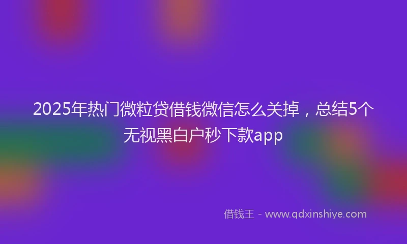 2025年热门微粒贷借钱微信怎么关掉，总结5个无视黑白户秒下款app