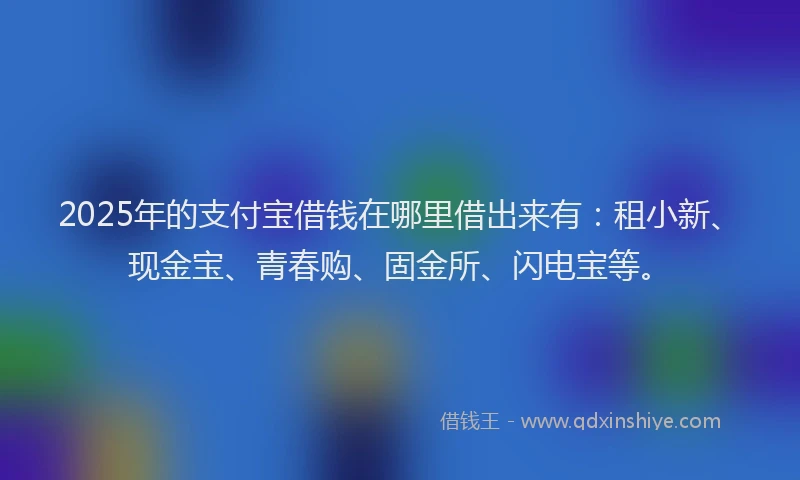 2025年的支付宝借钱在哪里借出来有：租小新、现金宝、青春购、固金所、闪电宝等。