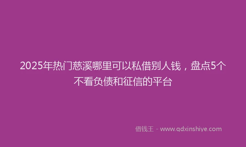 2025年热门慈溪哪里可以私借别人钱，盘点5个不看负债和征信的平台