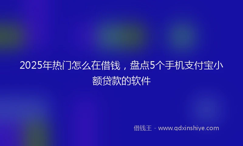 2025年热门怎么在借钱，盘点5个手机支付宝小额贷款的软件