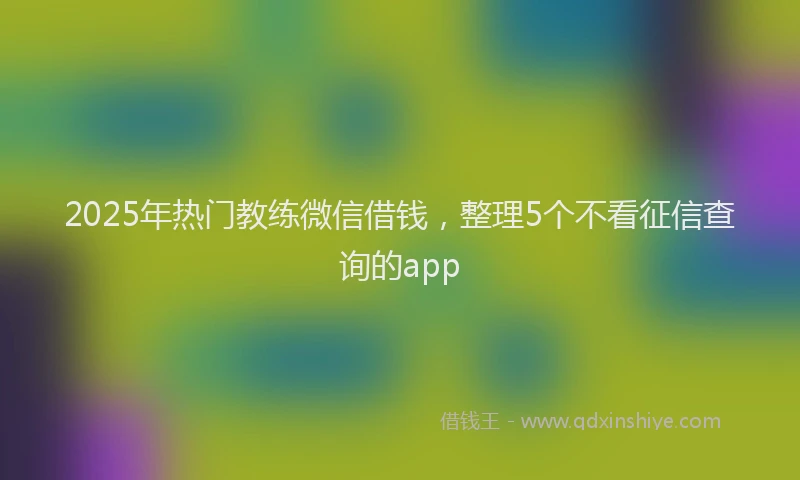 2025年热门教练微信借钱，整理5个不看征信查询的app