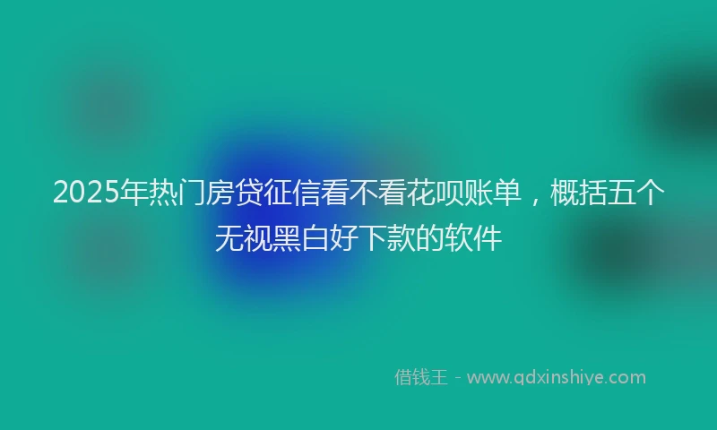 2025年热门房贷征信看不看花呗账单，概括五个无视黑白好下款的软件