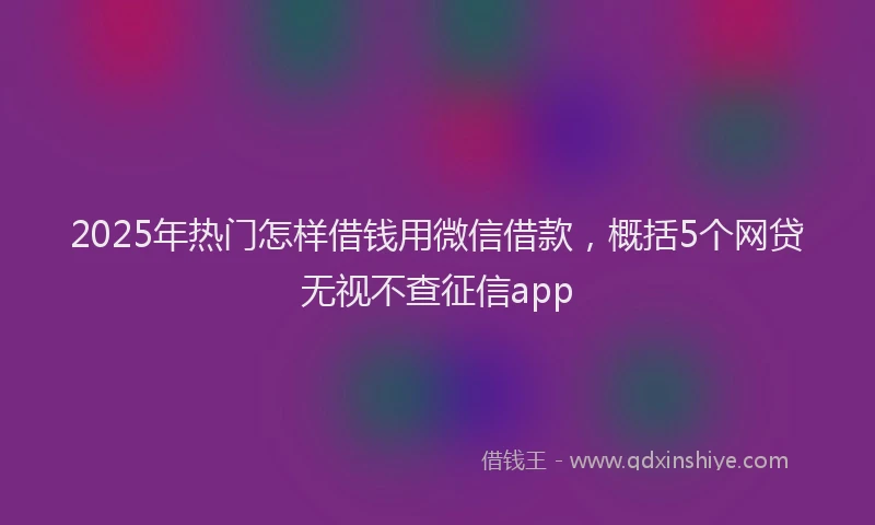 2025年热门怎样借钱用微信借款，概括5个网贷无视不查征信app