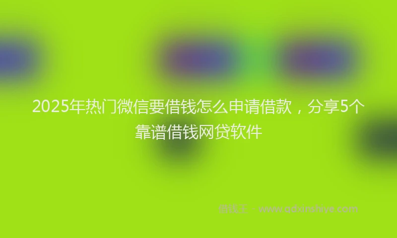 2025年热门微信要借钱怎么申请借款，分享5个靠谱借钱网贷软件
