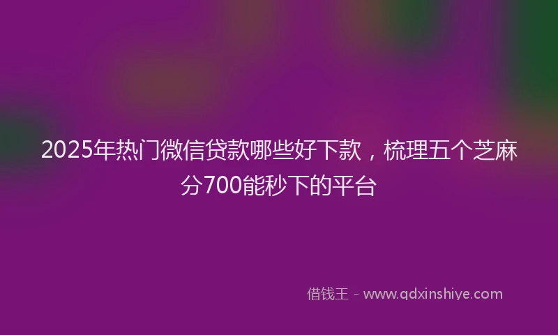 2025年热门微信贷款哪些好下款，梳理五个芝麻分700能秒下的平台