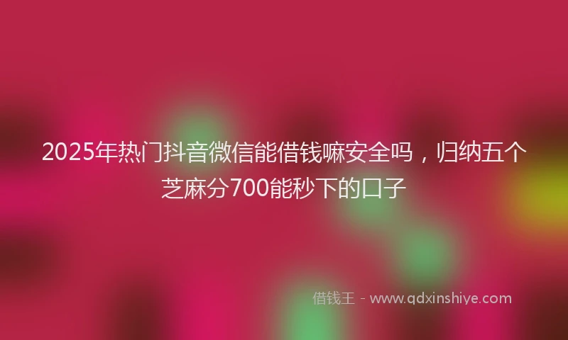 2025年热门抖音微信能借钱嘛安全吗，归纳五个芝麻分700能秒下的口子