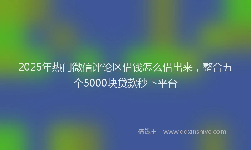 2025年热门微信评论区借钱怎么借出来，整合五个5000块贷款秒下平台