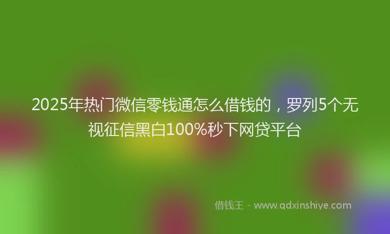 2025年热门微信零钱通怎么借钱的，罗列5个无视征信黑白100%秒下网贷平台