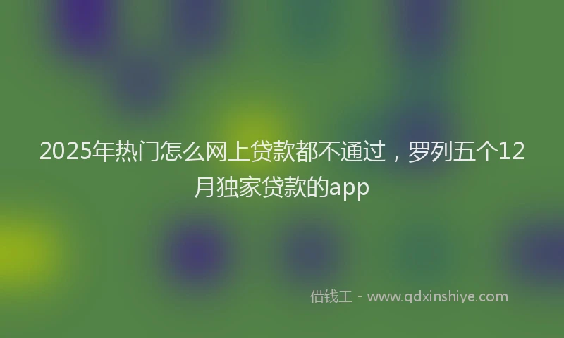 2025年热门怎么网上贷款都不通过，罗列五个12月独家贷款的app