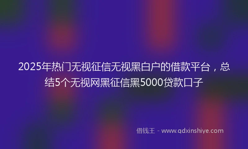 2025年热门无视征信无视黑白户的借款平台，总结5个无视网黑征信黑5000贷款口子