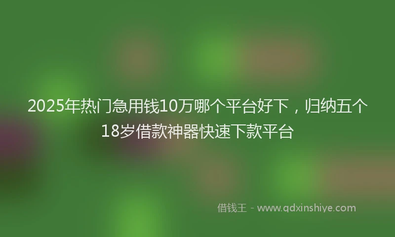 2025年热门急用钱10万哪个平台好下，归纳五个18岁借款神器快速下款平台
