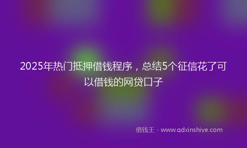 2025年热门抵押借钱程序，总结5个征信花了可以借钱的网贷口子