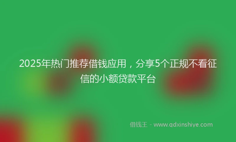 2025年热门推荐借钱应用，分享5个正规不看征信的小额贷款平台