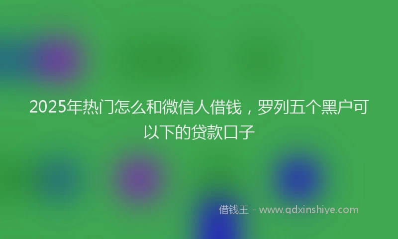 2025年热门怎么和微信人借钱，罗列五个黑户可以下的贷款口子