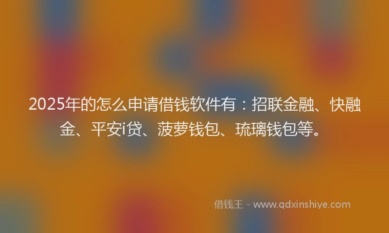 2025年的怎么申请借钱软件有：招联金融、快融金、平安i贷、菠萝钱包、琉璃钱包等。