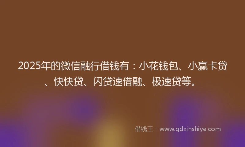 2025年的微信融行借钱有：小花钱包、小赢卡贷、快快贷、闪贷速借融、极速贷等。