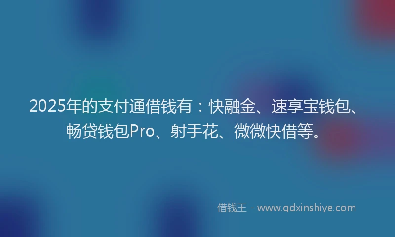 2025年的支付通借钱有：快融金、速享宝钱包、畅贷钱包Pro、射手花、微微快借等。