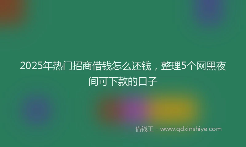 2025年热门招商借钱怎么还钱，整理5个网黑夜间可下款的口子
