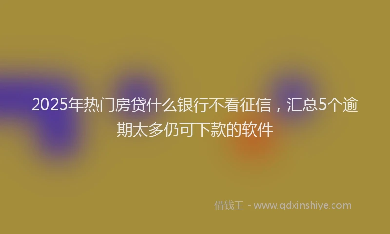 2025年热门房贷什么银行不看征信，汇总5个逾期太多仍可下款的软件