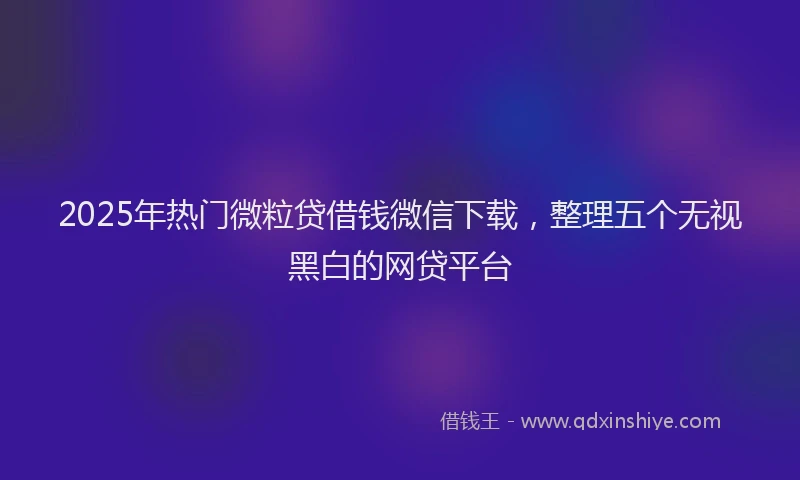 2025年热门微粒贷借钱微信下载，整理五个无视黑白的网贷平台