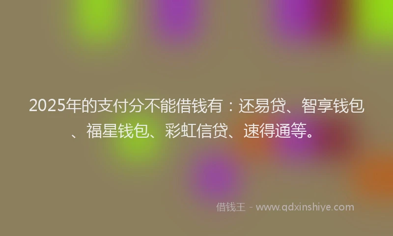 2025年的支付分不能借钱有：还易贷、智享钱包、福星钱包、彩虹信贷、速得通等。