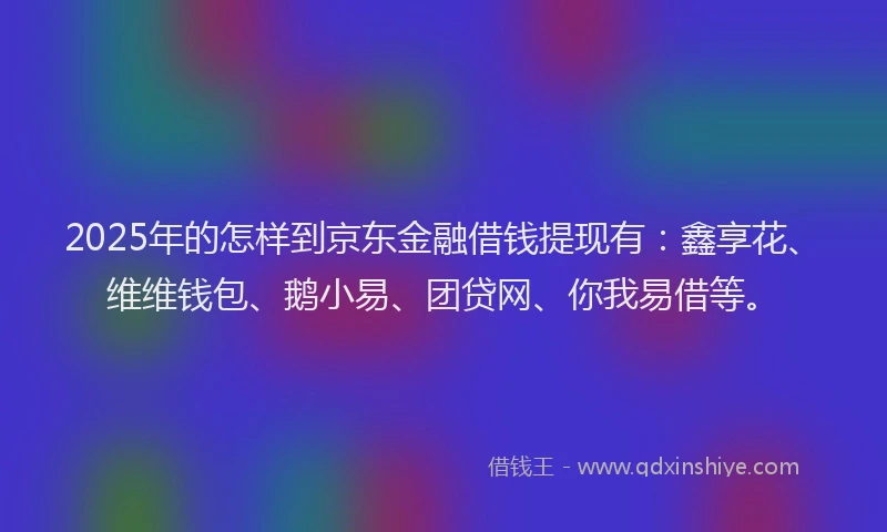 2025年的怎样到京东金融借钱提现有：鑫享花、维维钱包、鹅小易、团贷网、你我易借等。