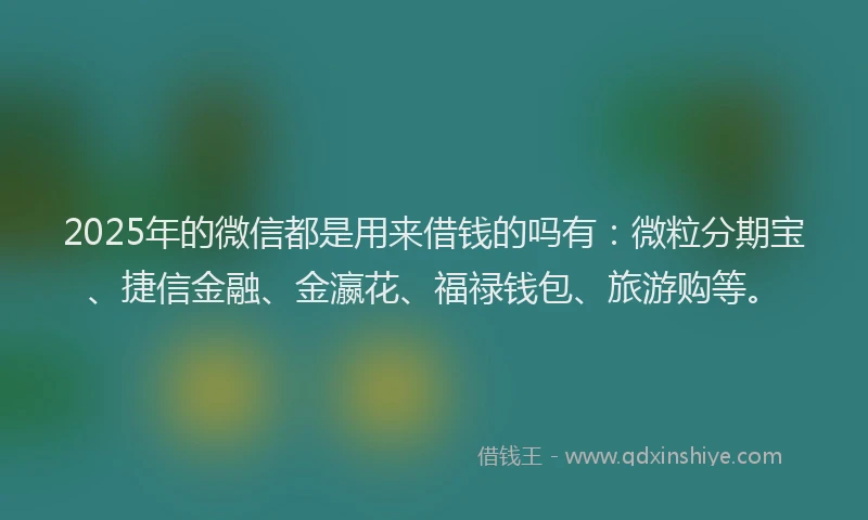 2025年的微信都是用来借钱的吗有：微粒分期宝、捷信金融、金瀛花、福禄钱包、旅游购等。