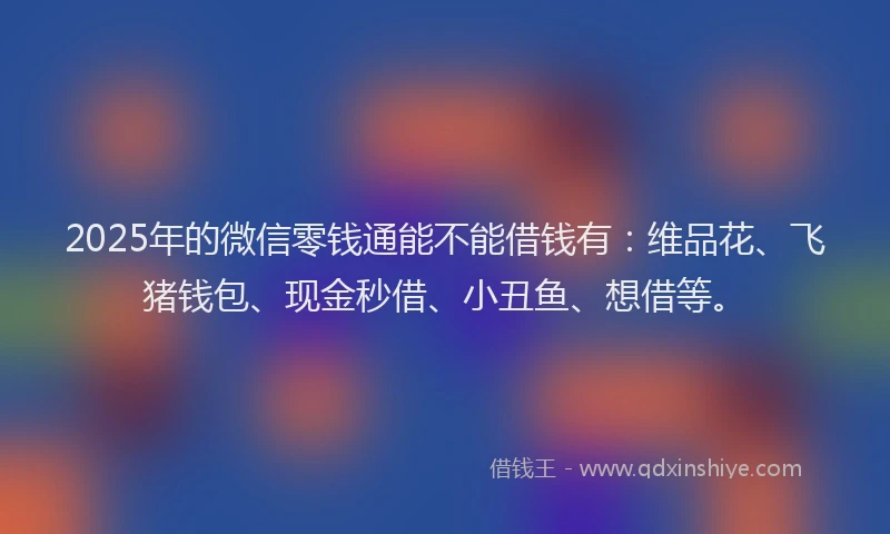 2025年的微信零钱通能不能借钱有：维品花、飞猪钱包、现金秒借、小丑鱼、想借等。