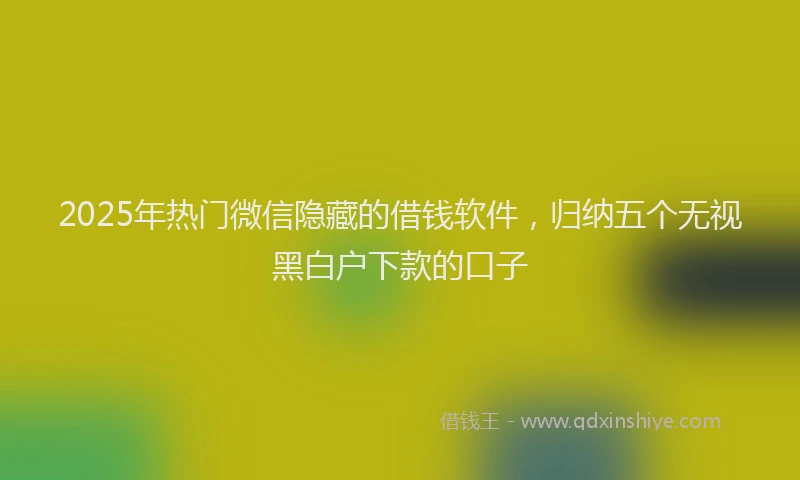 2025年热门微信隐藏的借钱软件，归纳五个无视黑白户下款的口子